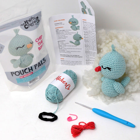 Knitty Critters - Pouch Pals I Chip The Bird | DIY Amigurumi Crochet Kit