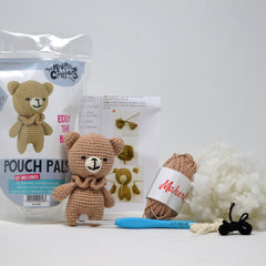 Knitty Critters - Pouch Pals I Eddy The Bear | DIY Amigurumi Crochet Kit