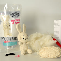 Knitty Critters - Pouch Pals I Popcorn The Bunny | DIY Amigurumi Crochet Kit