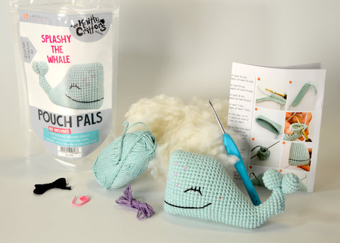 Knitty Critters - Pouch Pals I Splashy The Whale | DIY Amigurumi Crochet Kit