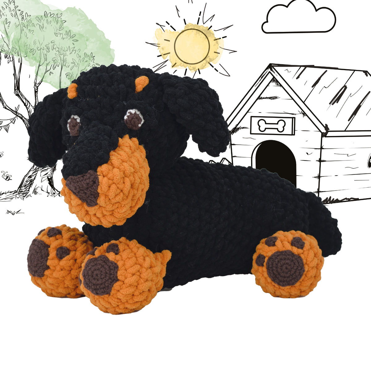 Knitty Critters - Main Collection - Diggy Dachshund | DIY Amigurumi Crochet Kit