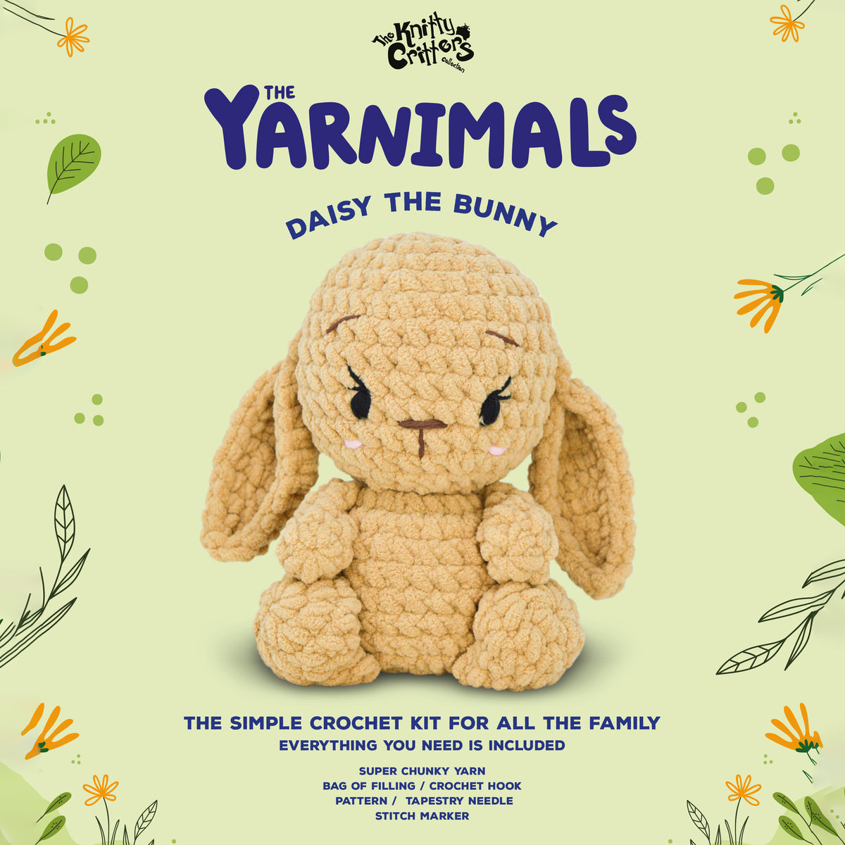 Knitty Critters - Yarnimals - Daisy The Bunny | DIY Amigurumi Crochet Kit