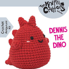 Knitty Critters - Pouch Pals II - Dennis The Dino | DIY Amigurumi Crochet Kit