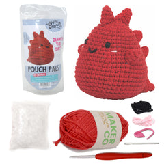 Knitty Critters - Pouch Pals II - Dennis The Dino | DIY Amigurumi Crochet Kit