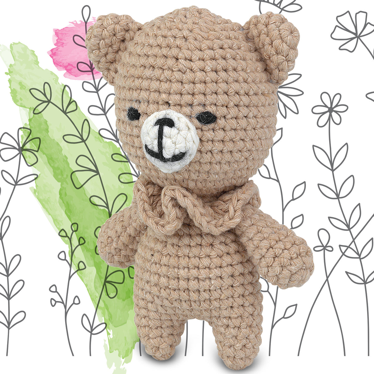 Knitty Critters - Pouch Pals I Eddy The Bear | DIY Amigurumi Crochet Kit