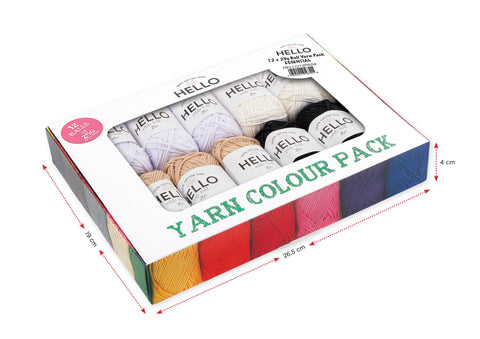 Hello Cotton Yarn - 12 x 25g Ball Collection | Essentials Colours