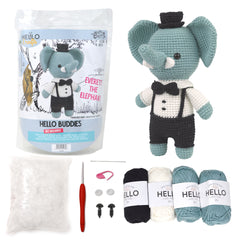 Knitty Critters - Hello Buddies - Everett The Elephant | DIY Amigurumi Crochet Kit