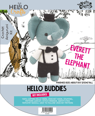 Knitty Critters - Hello Buddies - Everett The Elephant | DIY Amigurumi Crochet Kit