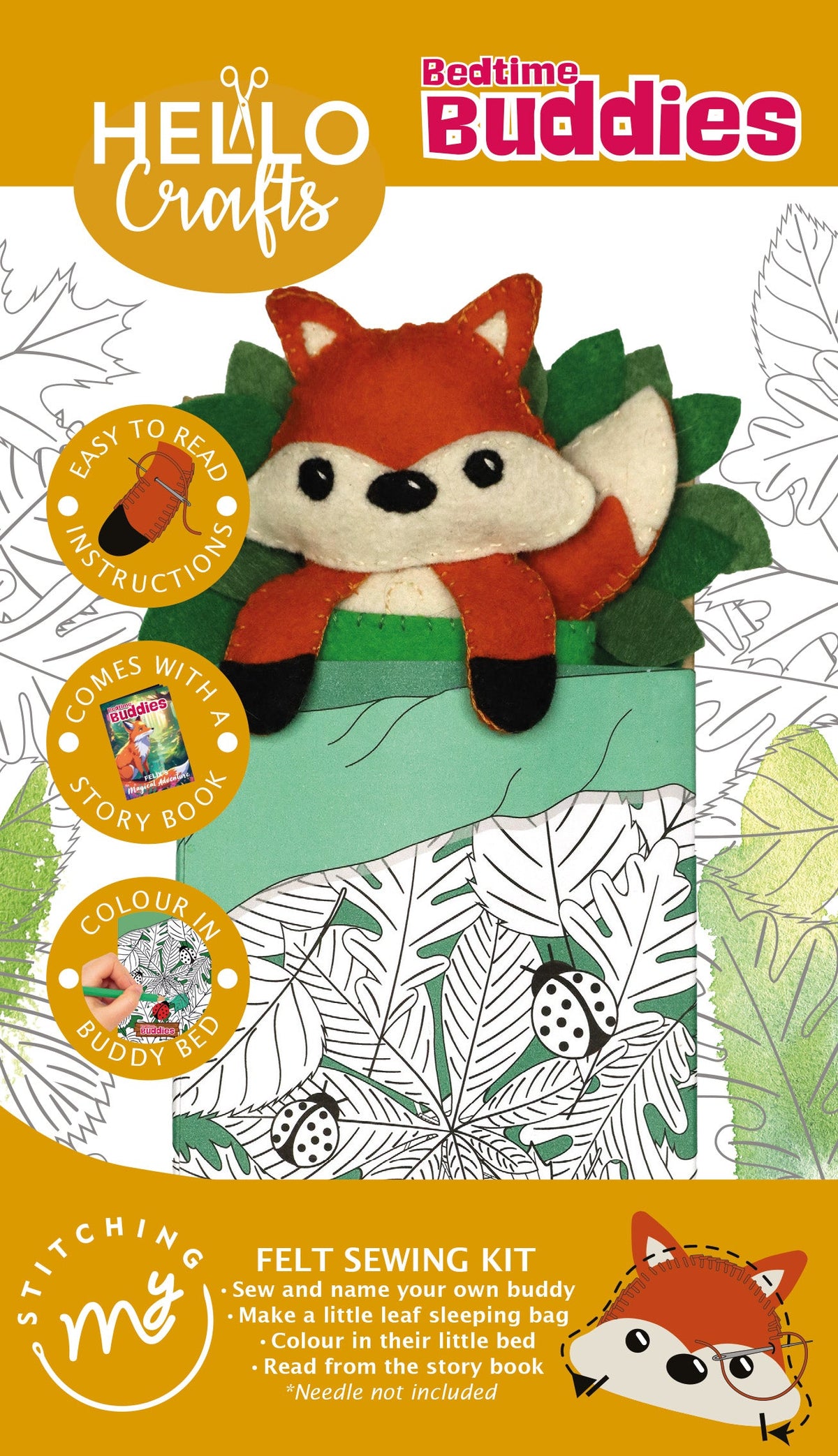 Bedtime Buddies Felt Sewing Kit - Create Felix the Fox | Fun Craft for Kids & Beginners