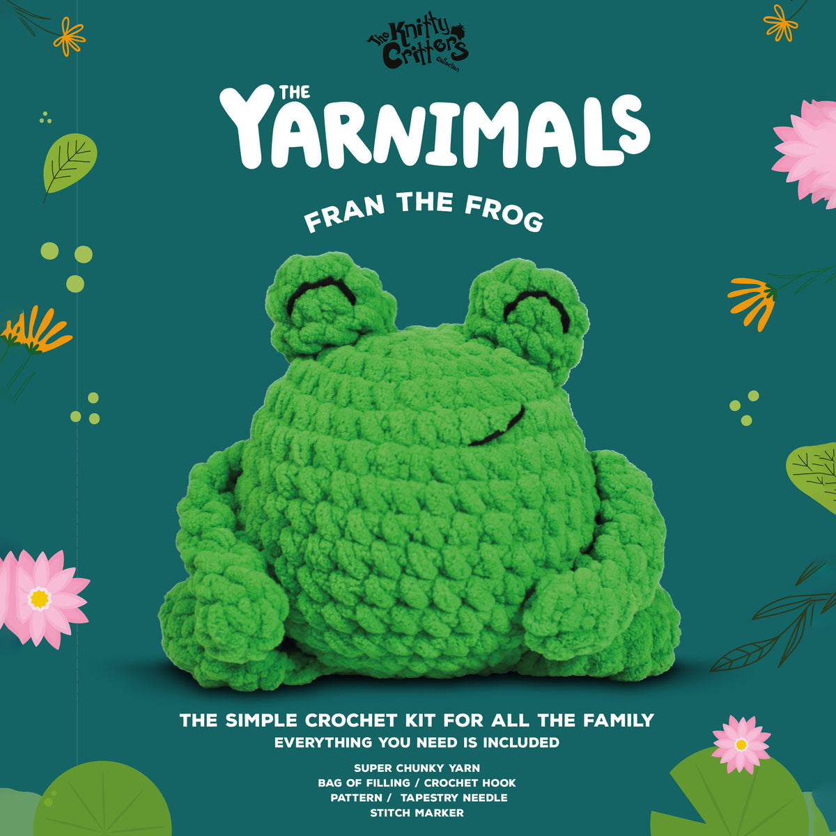 Knitty Critters - Yarnimals - Fran The Frog | DIY Amigurumi Crochet Kit