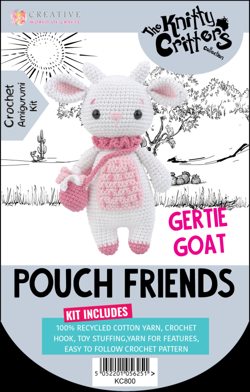 Knitty Critters - Pouch Friends - Gertie Goat | DIY Amigurumi Crochet Kit