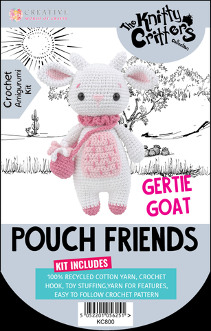 Knitty Critters - Pouch Friends - Gertie Goat | DIY Amigurumi Crochet Kit