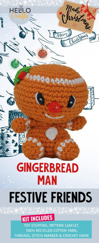 Knitty Critters - Festive Friends - Gingerbread Man | DIY Amigurumi Crochet Kit