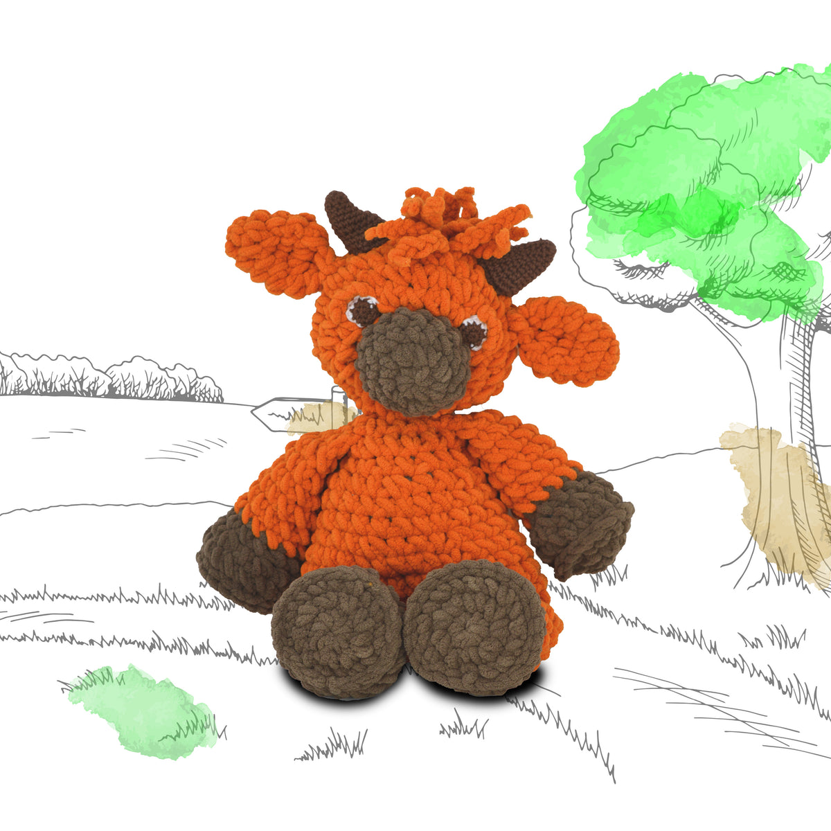 Knitty Critters - Main Collection - Hamish Highland Cow | DIY Amigurumi Crochet Kit