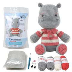 Knitty Critters - Pouch Friends - Harry Hippo | DIY Amigurumi Crochet Kit