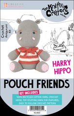 Knitty Critters - Pouch Friends - Harry Hippo | DIY Amigurumi Crochet Kit