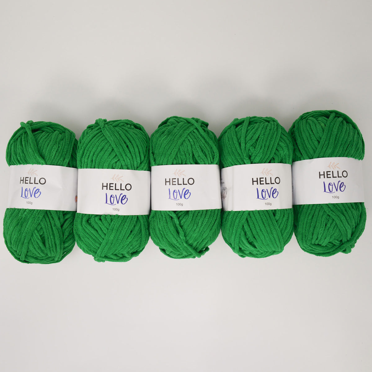 Pack of 5 x 100g Hello Love Yarn Chenille Yarn- Multiple Colour Choices