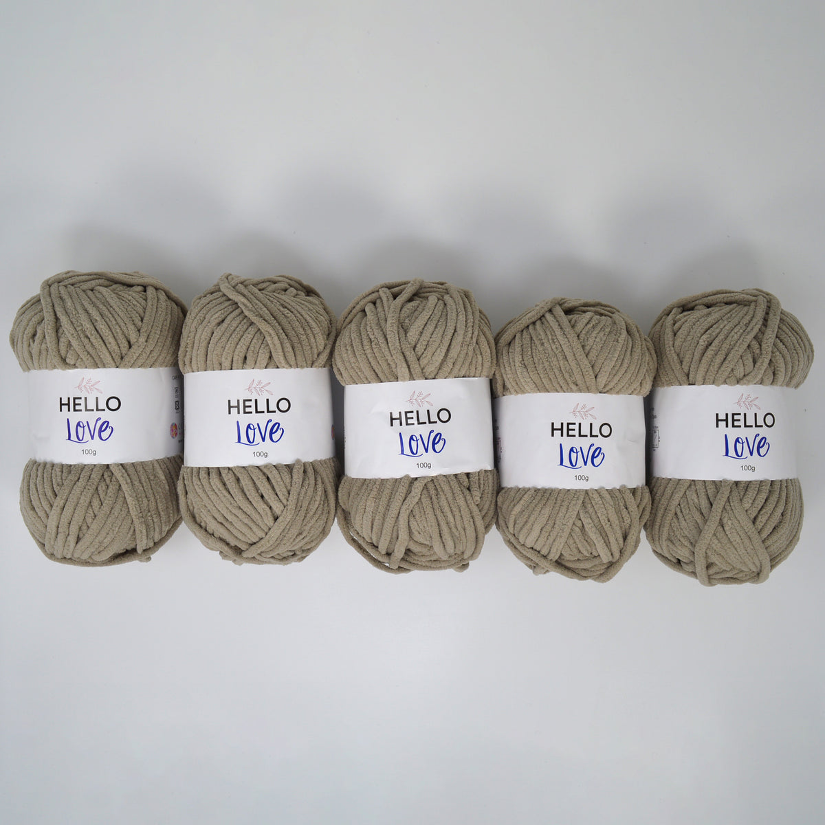 Pack of 5 x 100g Hello Love Yarn Chenille Yarn- Multiple Colour Choices