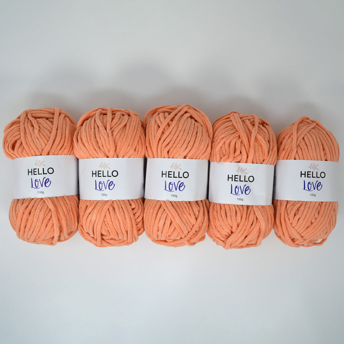 Pack of 5 x 100g Hello Love Yarn Chenille Yarn- Multiple Colour Choices