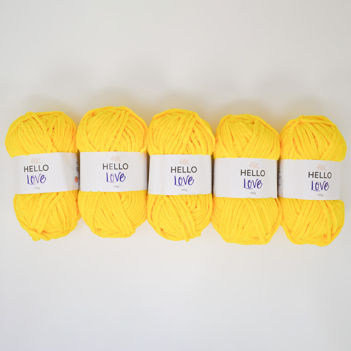 Pack of 5 x 100g Hello Love Yarn Chenille Yarn- Multiple Colour Choices