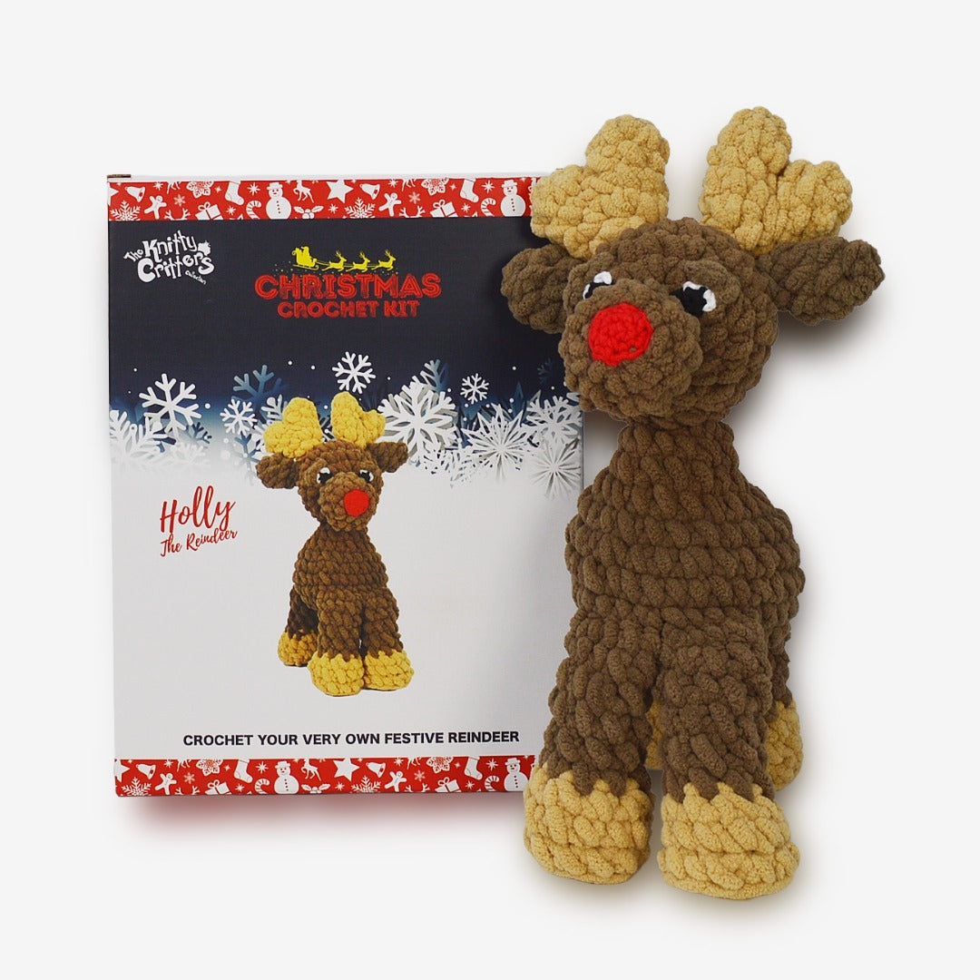 Knitty Critters - Baby Christmas - Holly Reindeer | DIY Amigurumi Crochet Kit