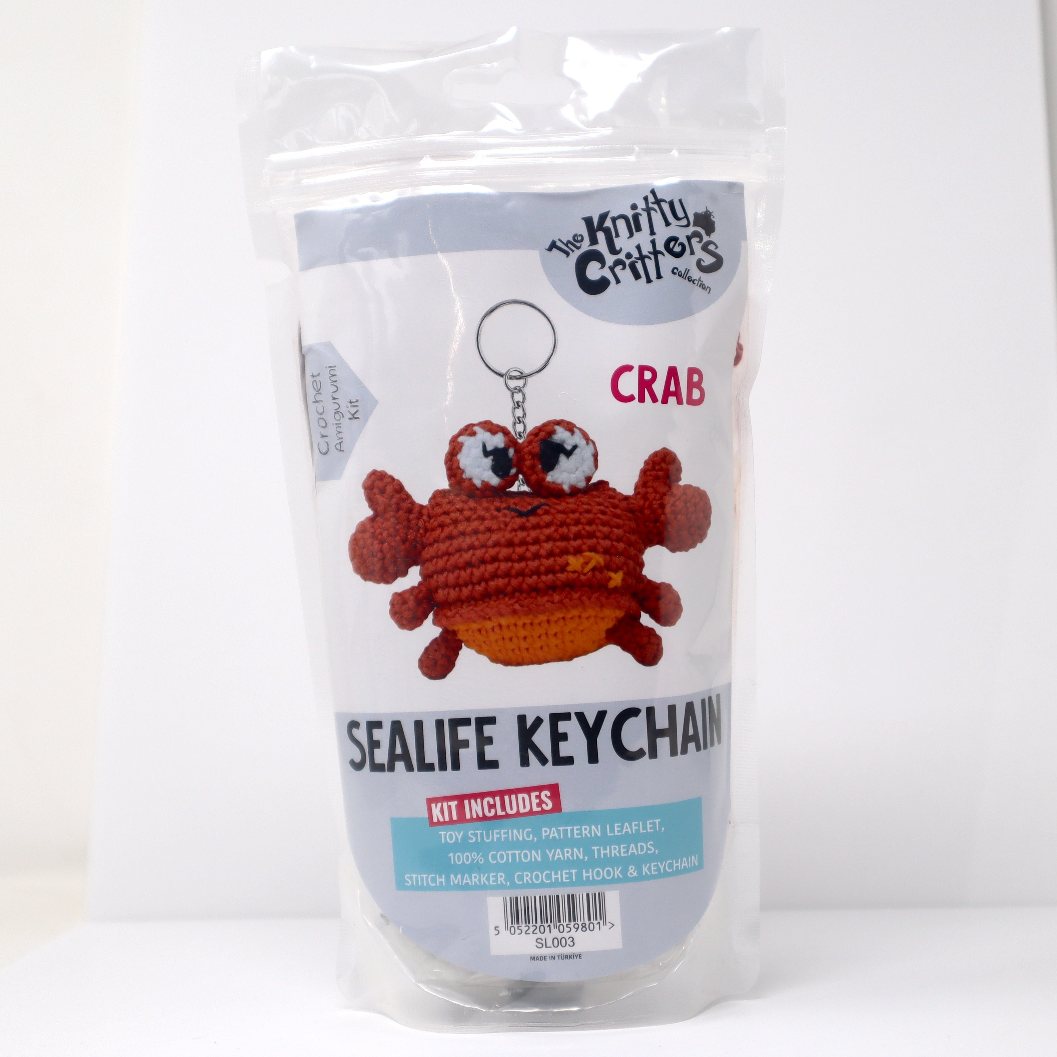 Knitty Critters - Sealife Keyrings - Crab | DIY Amigurumi Crochet Kit