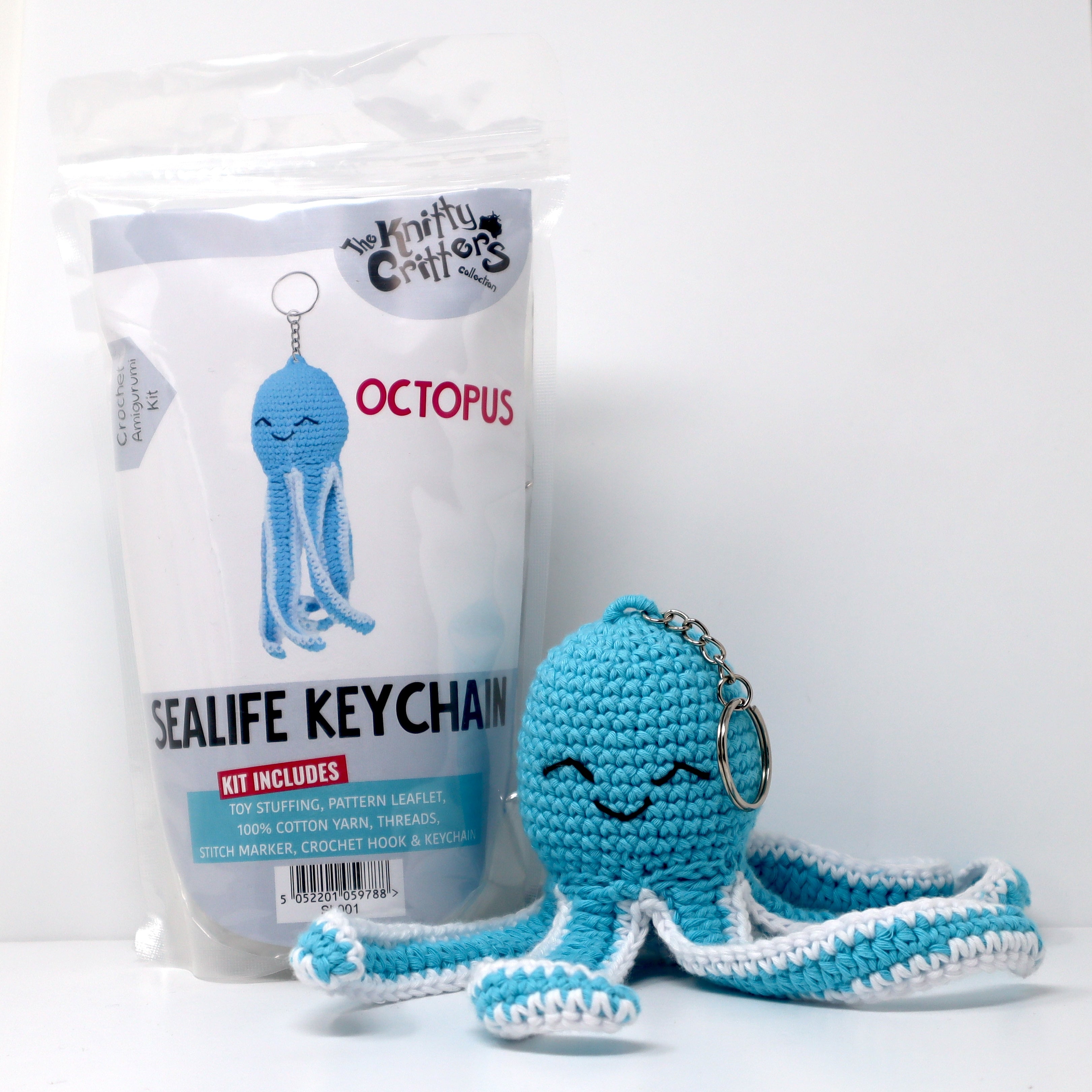 Knitty Critters - Sealife Keyrings - Octopus | DIY Amigurumi Crochet Kit