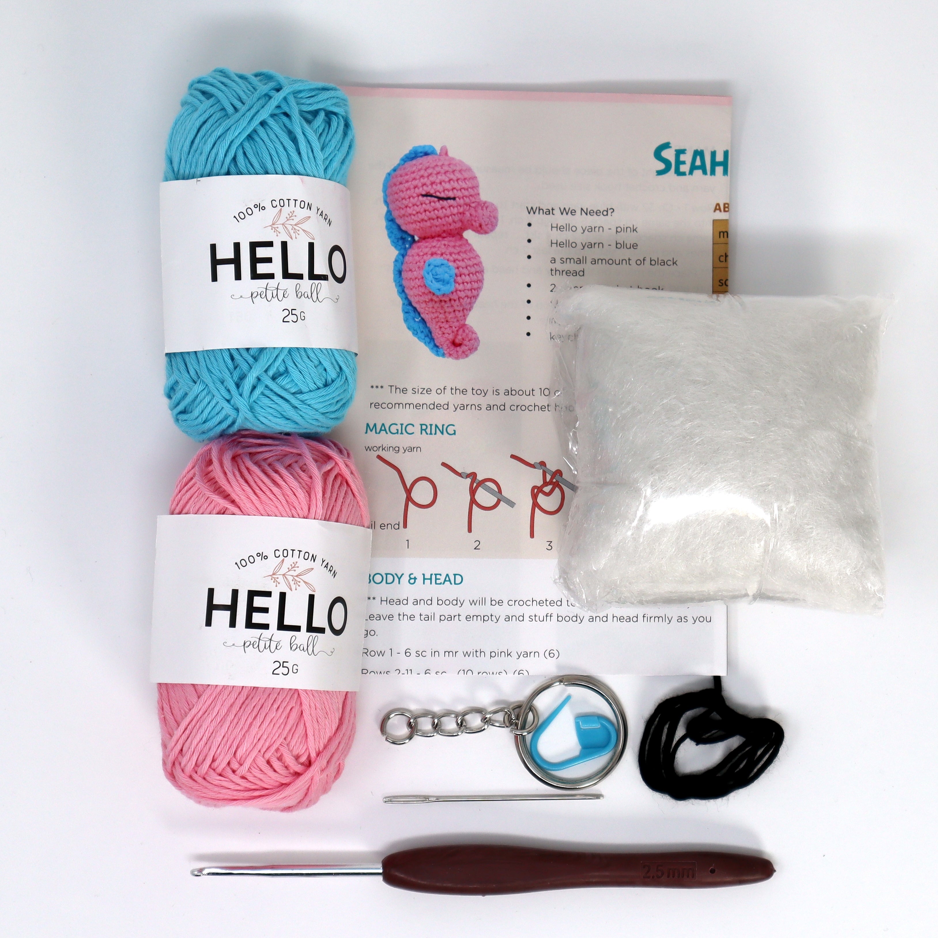 Knitty Critters - Sealife Keyrings - Seahorse | DIY Amigurumi Crochet Kit