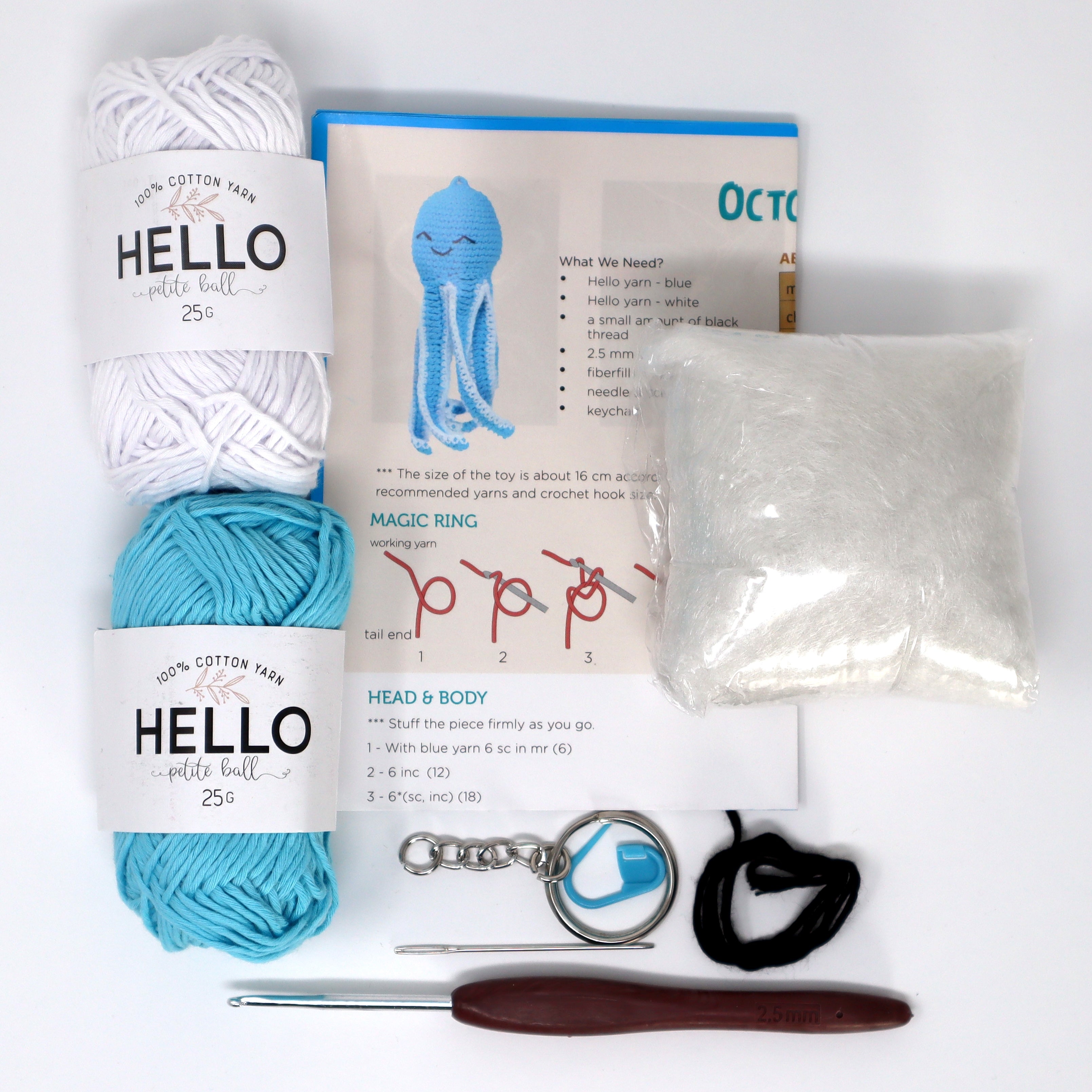 Knitty Critters - Sealife Keyrings - Octopus | DIY Amigurumi Crochet Kit