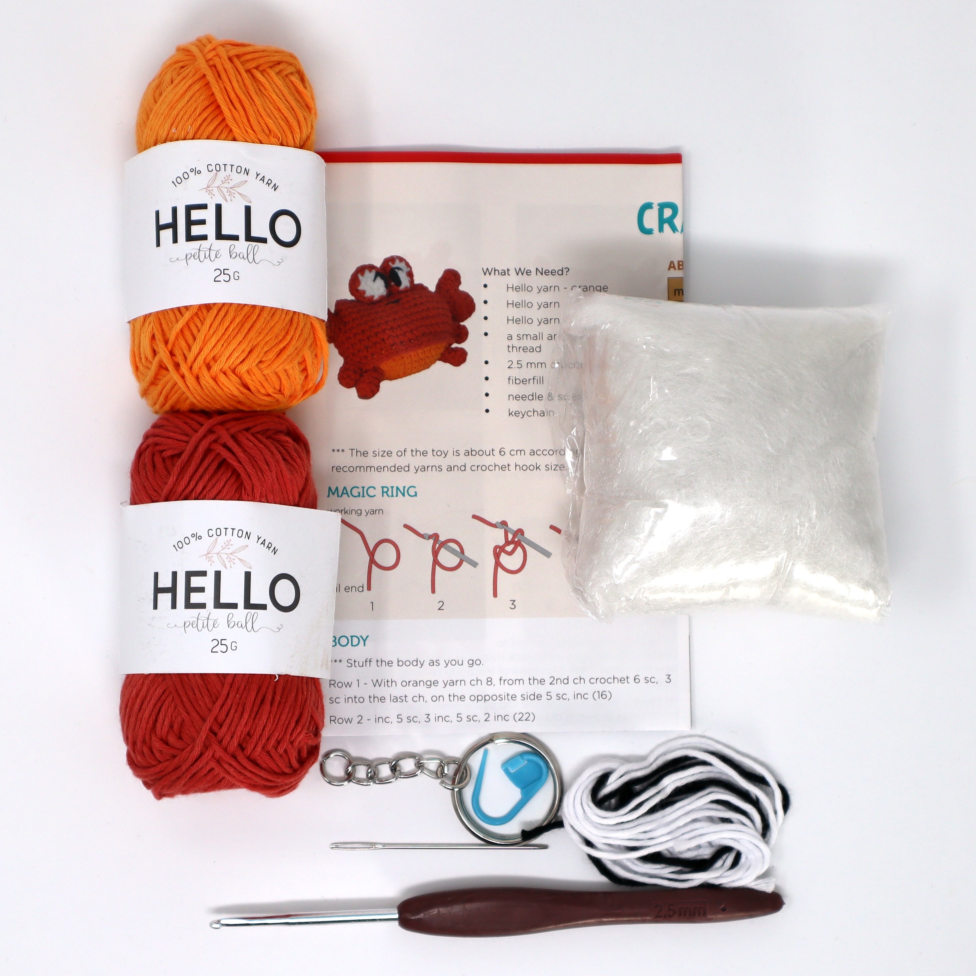 Knitty Critters - Sealife Keyrings - Crab | DIY Amigurumi Crochet Kit