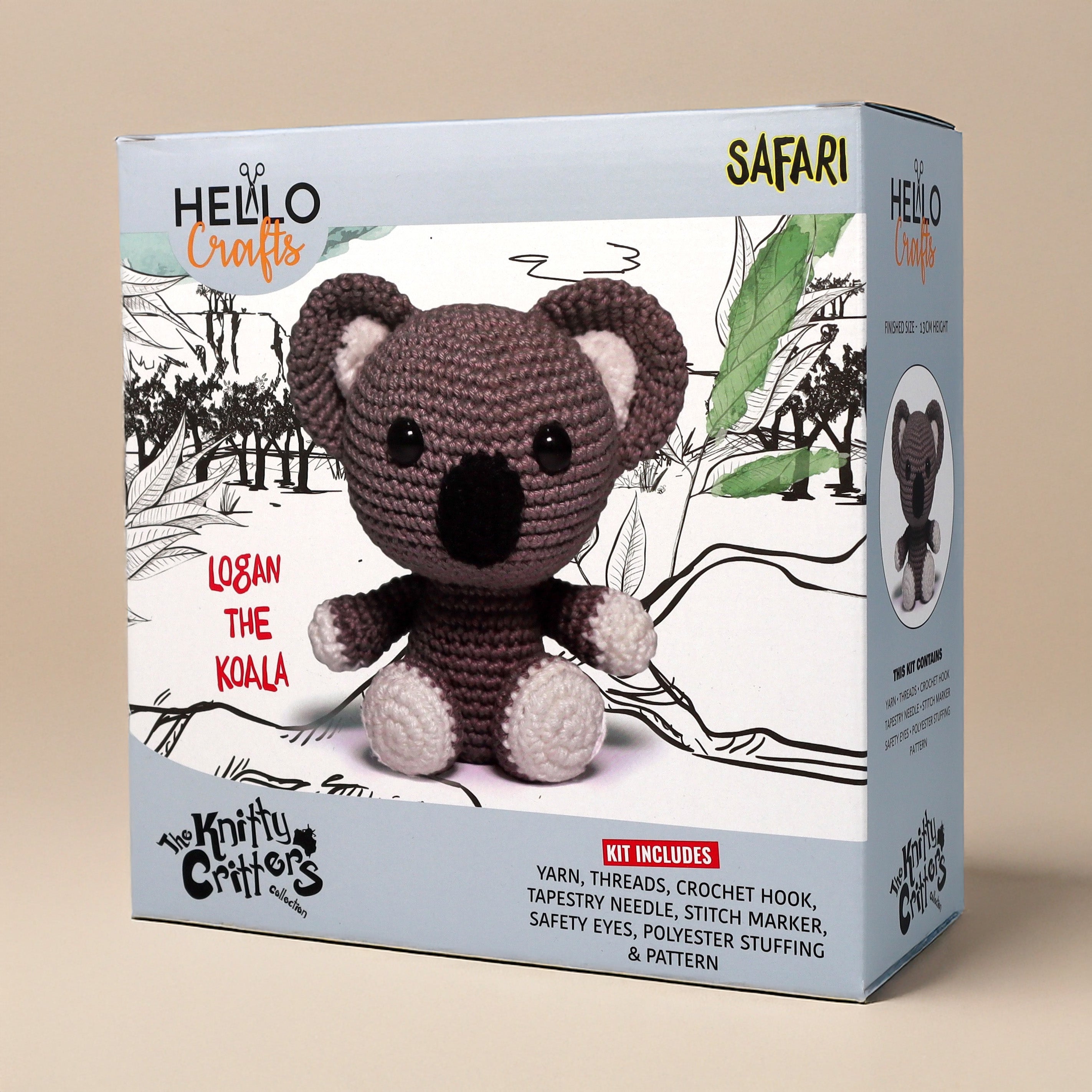 Knitty Critters - Safari - Logan The Koala | DIY Amigurumi Crochet Kit