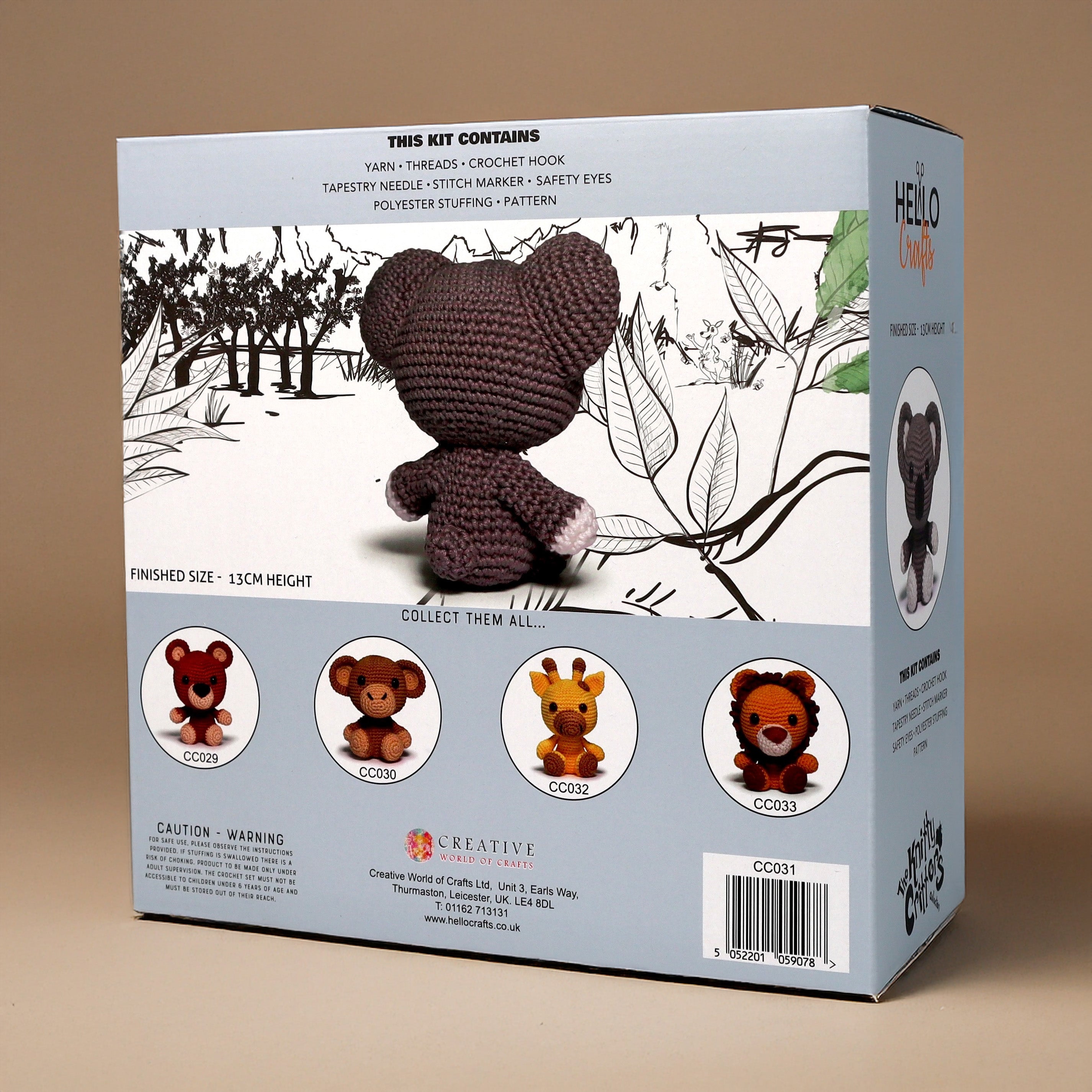 Knitty Critters - Safari - Logan The Koala | DIY Amigurumi Crochet Kit