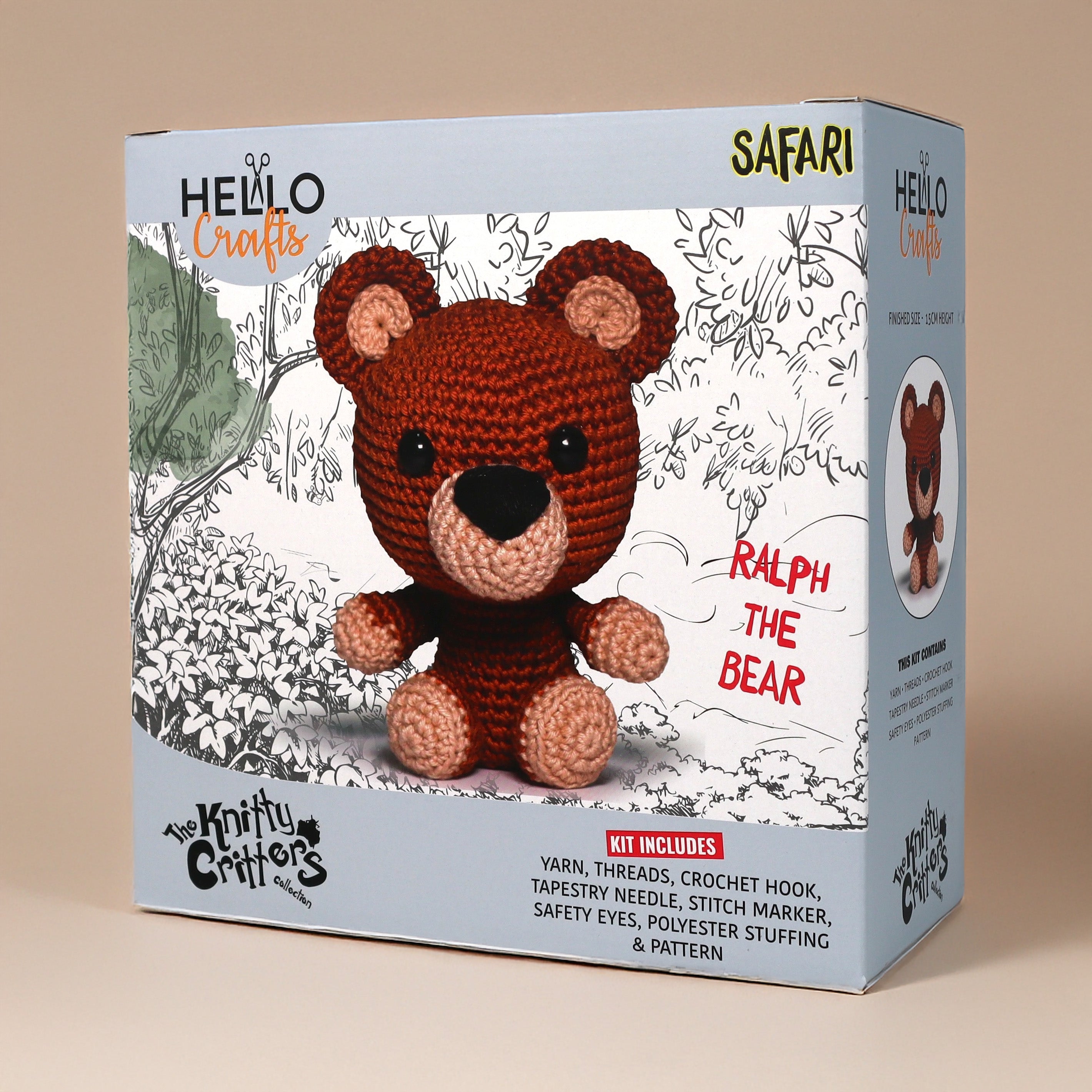 Hello Ralph Knitty Critters - Safari - Ralph The Bear | DIY Amigurumi Crochet Kit ...