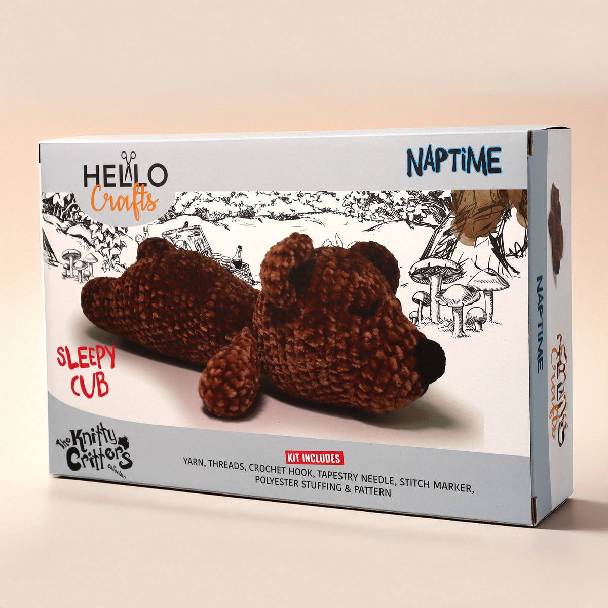 Knitty Critters - Naptime - Sleepy Cub | DIY Amigurumi Crochet Kit