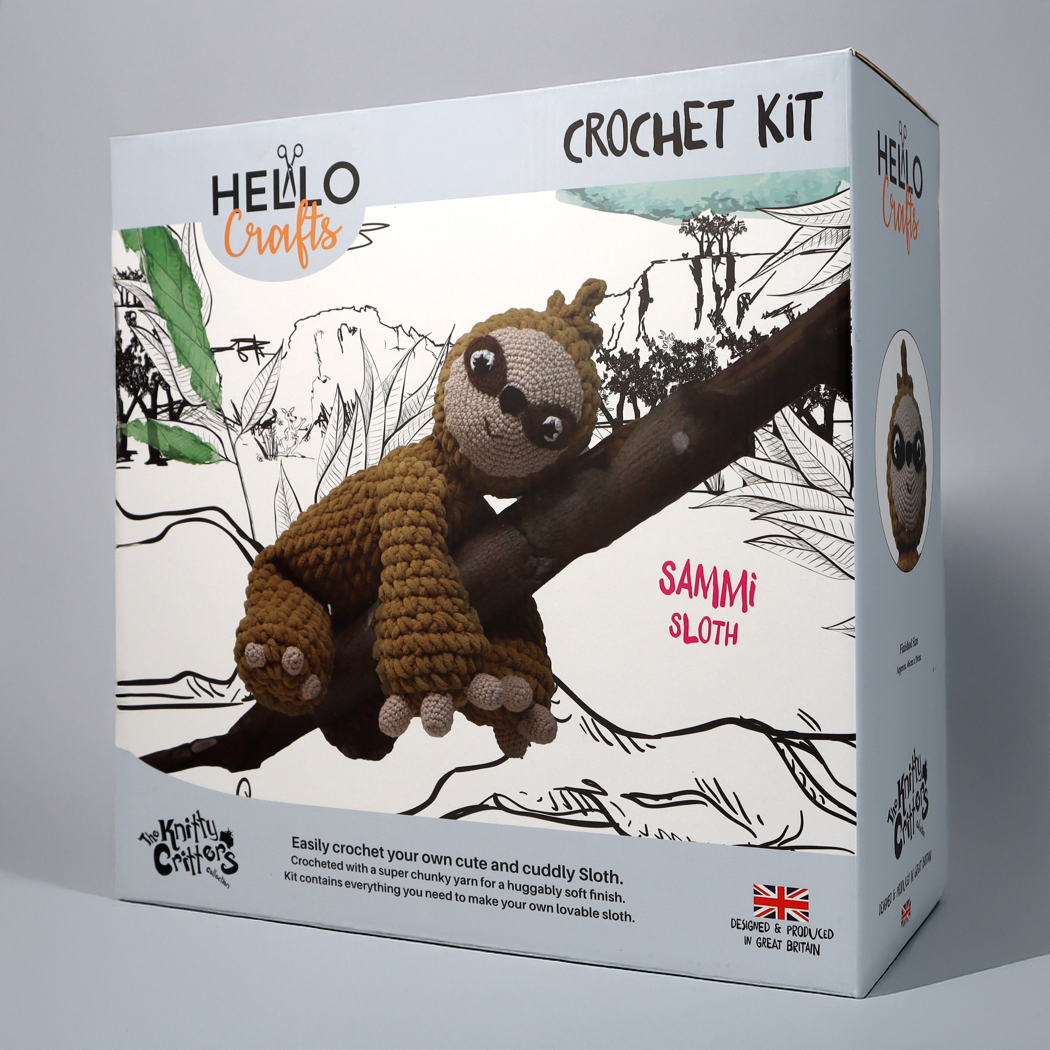 Knitty Critters - Main Collection - Sammi Sloth | DIY Amigurumi Crochet Kit