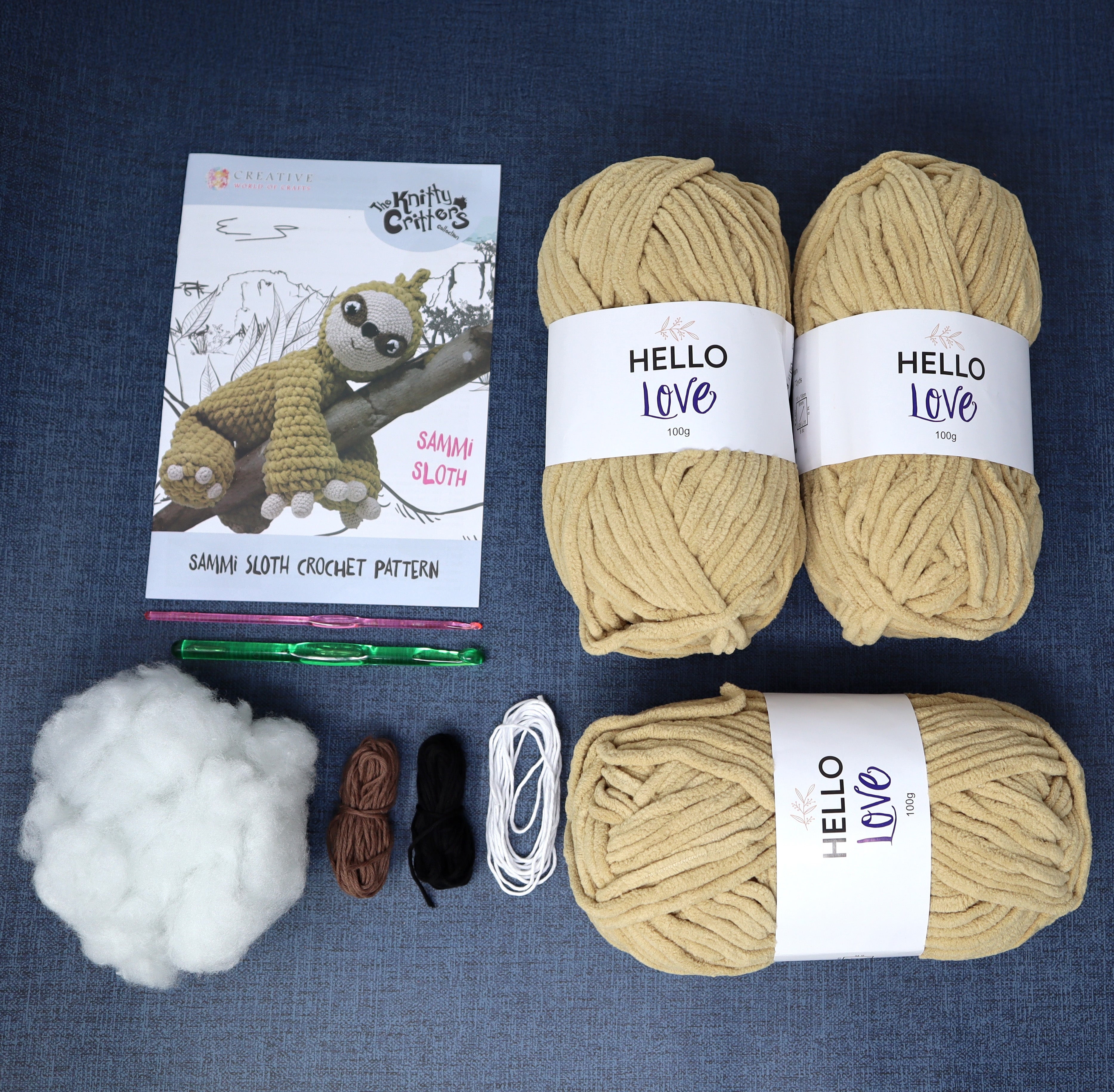 Knitty Critters - Main Collection - Sammi Sloth | DIY Amigurumi Crochet Kit