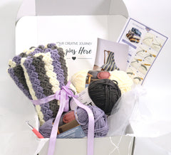 Hello Artisan Box - Cozy Throw Blanket - Lavender Hush - Crochet kit gift box