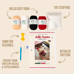 Hello Artisan Box Christmas Adorables - Jolly Santa | DIY Crochet Amigurumi Kit