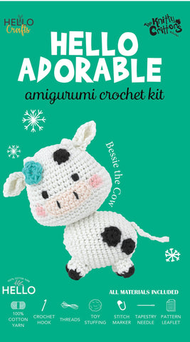 Knitty Critters - Adorables - Bessie The Cow | DIY Amigurumi Crochet Kit