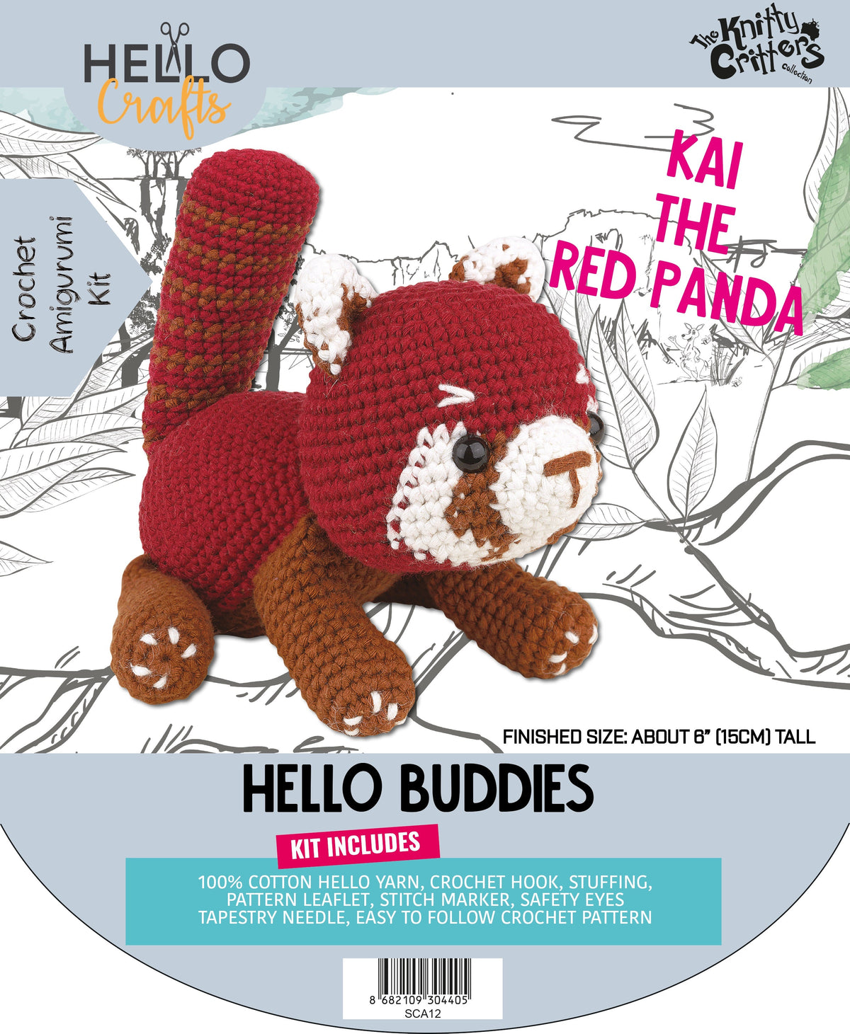 Knitty Critters - Hello Buddies - Kai The Red Panda | DIY Amigurumi Crochet Kit