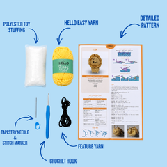 Knitty Critters - Pouch Pals V - Lenny Lion | DIY Amigurumi Crochet Kit