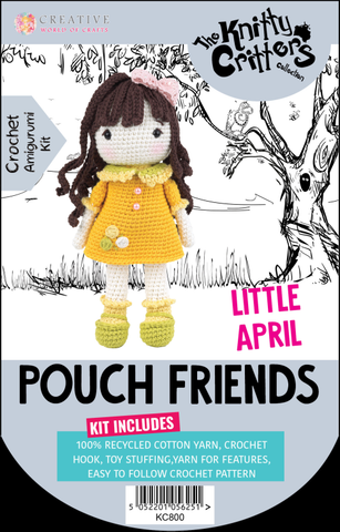 Knitty Critters - Pouch Friends - Little April | DIY Amigurumi Crochet Kit