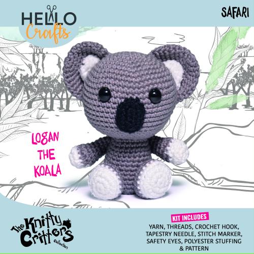 Knitty Critters - Safari - Logan The Koala | DIY Amigurumi Crochet Kit