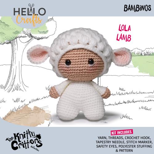 Knitty Critters - Bambinos - Lola Lamb | DIY Amigurumi Crochet Kit