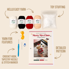Hello Artisan Box Christmas Adorables - Merry Mrs Claus | DIY Crochet Amigurumi Kit