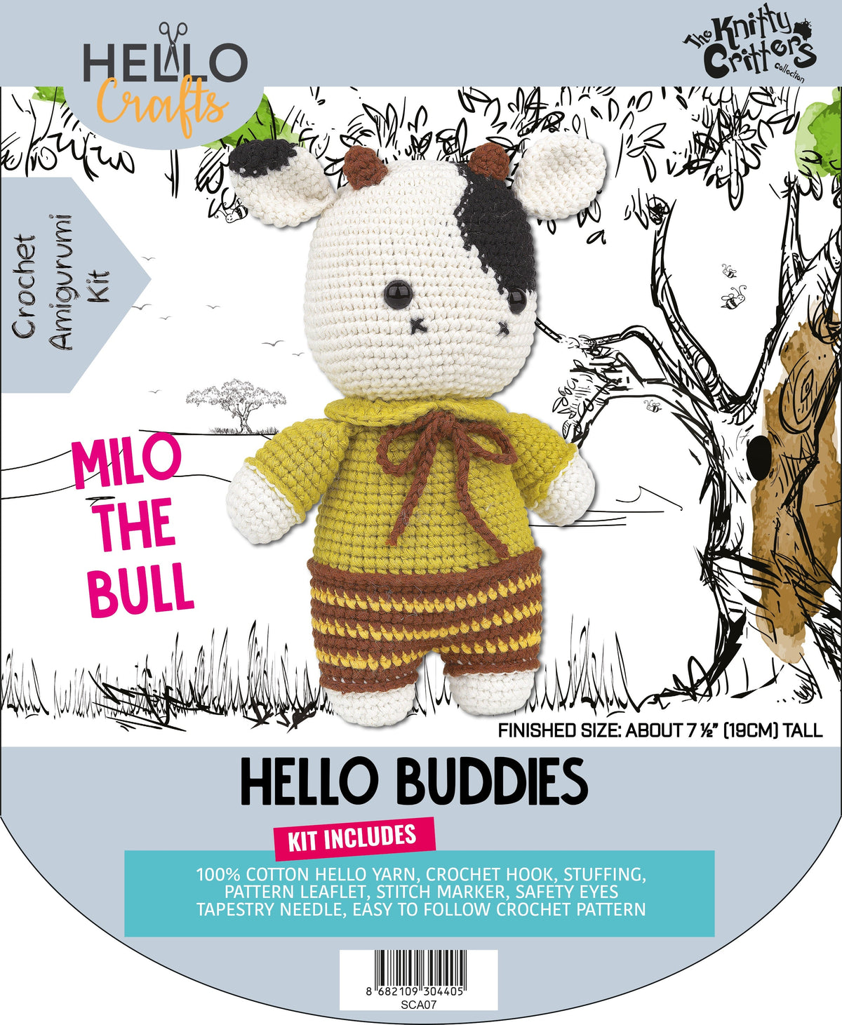 Knitty Critters - Hello Buddies - Milo The Bull | DIY Amigurumi Crochet Kit