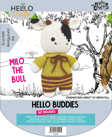 Knitty Critters - Hello Buddies - Milo The Bull | DIY Amigurumi Crochet Kit