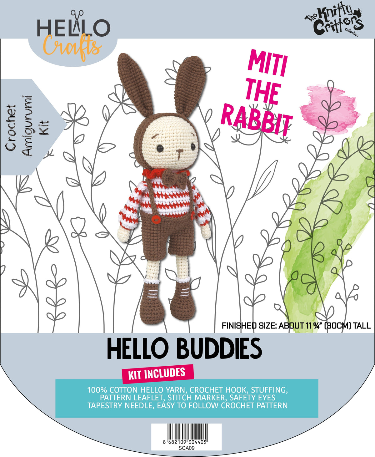 Knitty Critters - Hello Buddies - Miti The Rabbit | DIY Amigurumi Crochet Kit