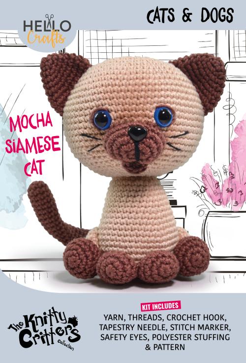 Knitty Critters - Cats & Dogs - Mocha Siamese | DIY Amigurumi Crochet Kit