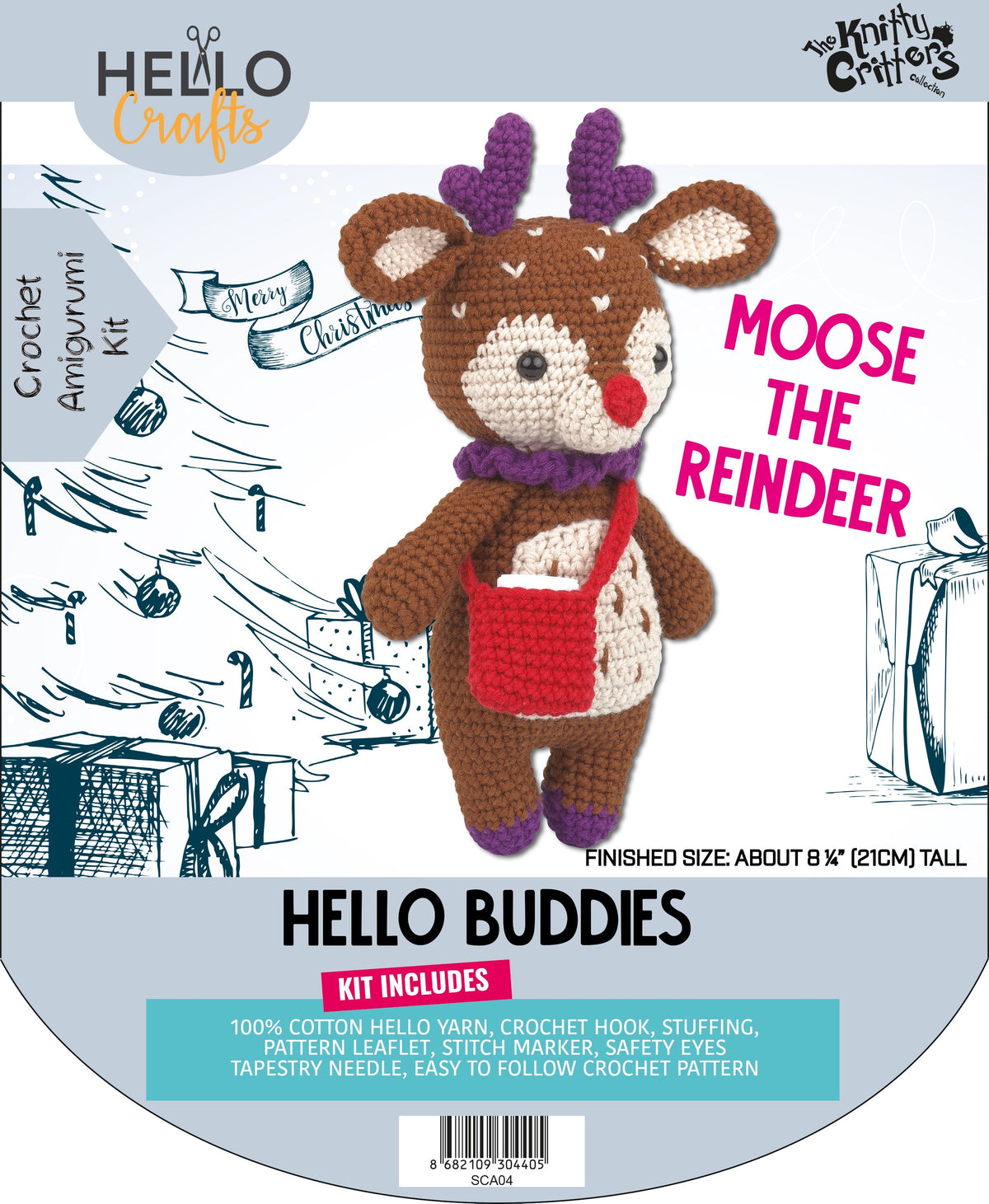 Knitty Critters - Hello Buddies - Moose The Reindeer | DIY Amigurumi Crochet Kit